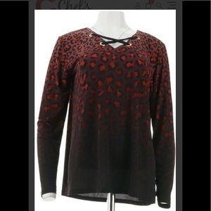 BOB MACKIE OMBRE ANIMAL PRINT KNIT TOP SIZE XL